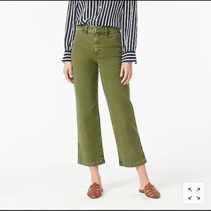 Garment-dyed slim wide-leg jean